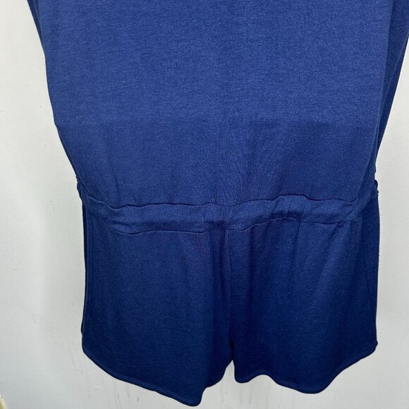 NWOT PL Movement by Pink Lotus Mantra Navy Romper w/ SS Drawstring & Hood -Sz M - Picture 8 of 11